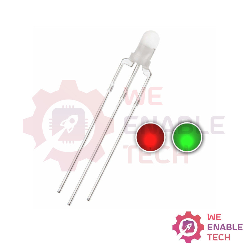 3 Pin, 3mm, Common Anode, 2 Color Red and Green Clear LED