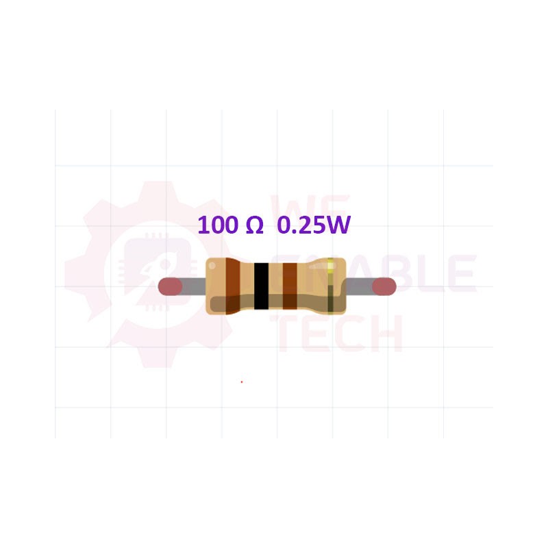 100 ohm 0.25W Resistor (ප්‍රතිරෝධක)