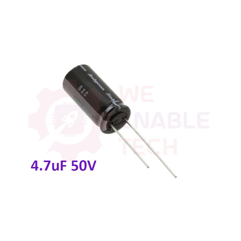 4.7uF 50V Electrolytic Capacitor (ධාරිත්‍රක)