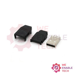 USB Female Socket PCB Mount With Plastic Cover- Right Angle Pin