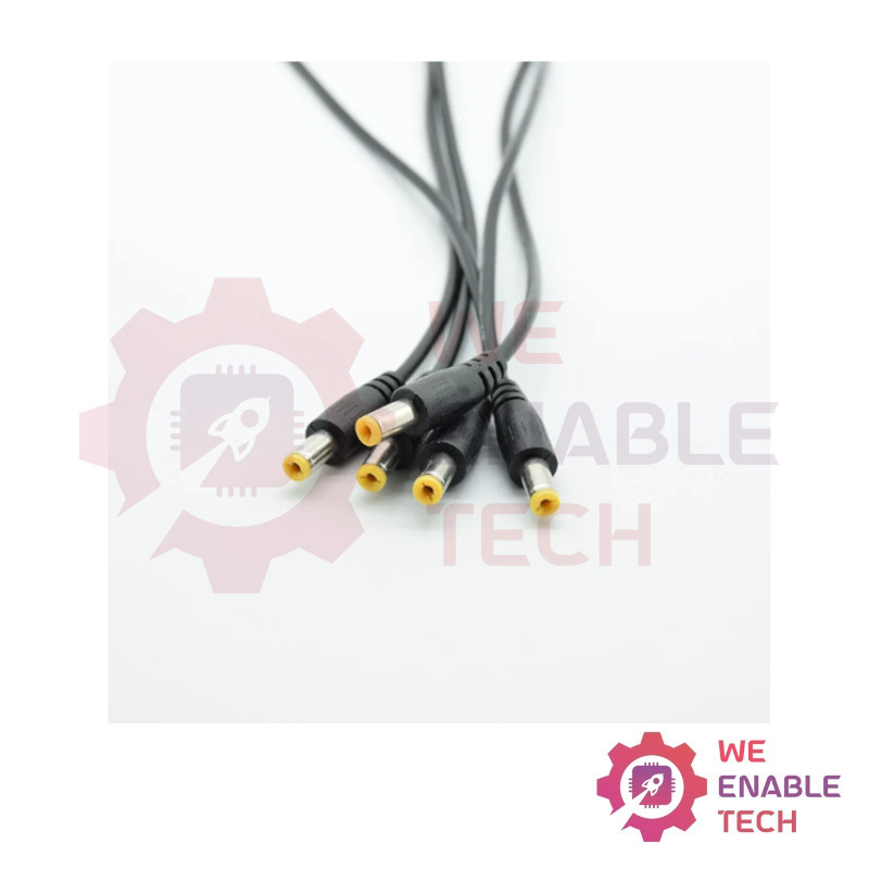 DC Jack (Male) With Wire, Black Round Cable